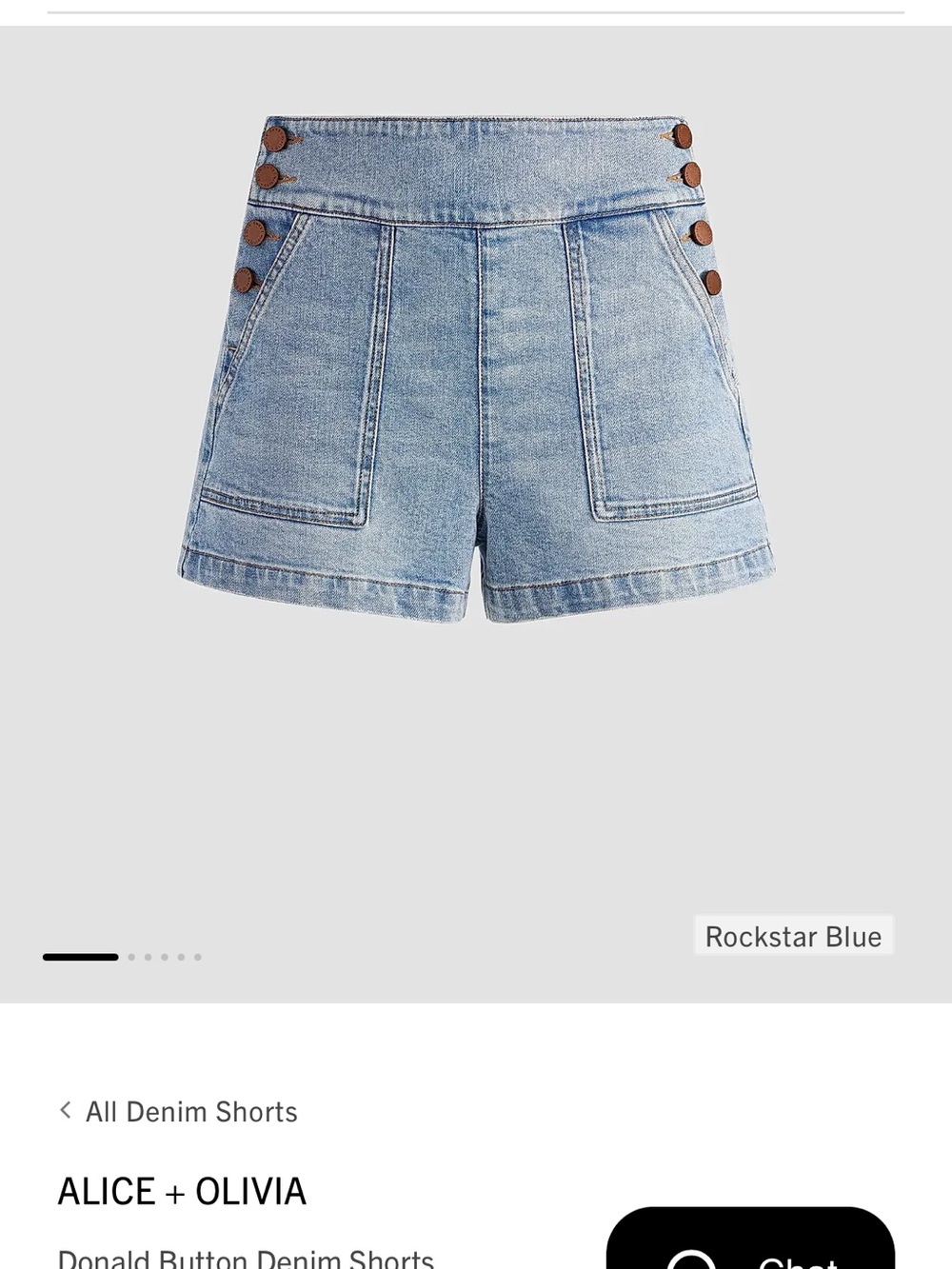 Alice + Olivia Rockstar Blue High-Rise Button Denim Shorts